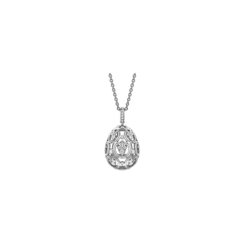 Pendentif Oeuf Fabergé Imperial Impératrice en or blanc et diamants