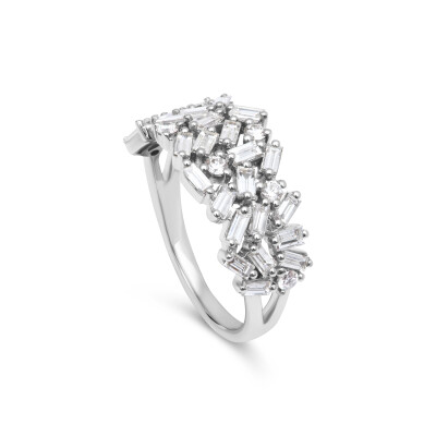 Bague Los Angeles en or blanc et diamants baguettes