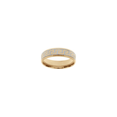 Bague motif grecque en acier et pvd