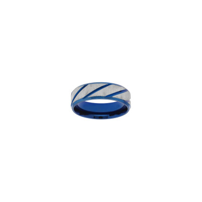 Bague striée en acier et pvd