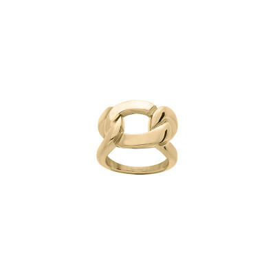 Bague maille en acier et PVD doré, taille 60