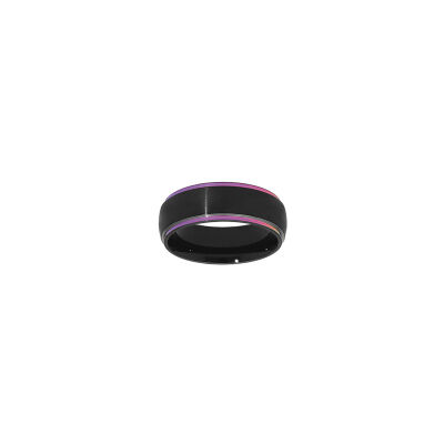 Bague en acier et PVD noir, taille 60