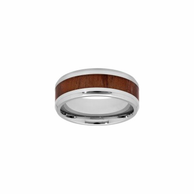 Bague en acier et bois