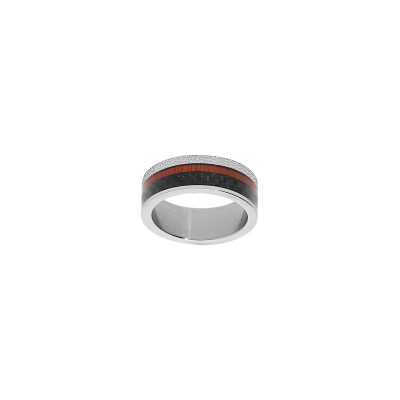 Bague imitation bois en acier et carbone, taille 60