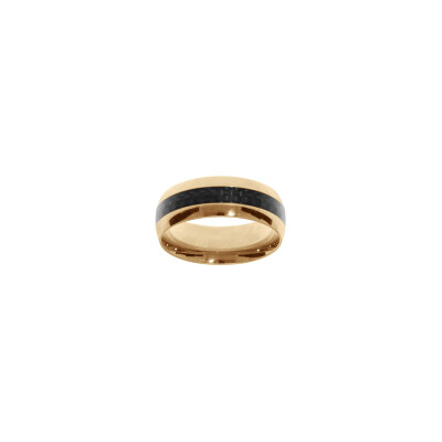 Bague en acier, PVD doré et carbone, taille 68