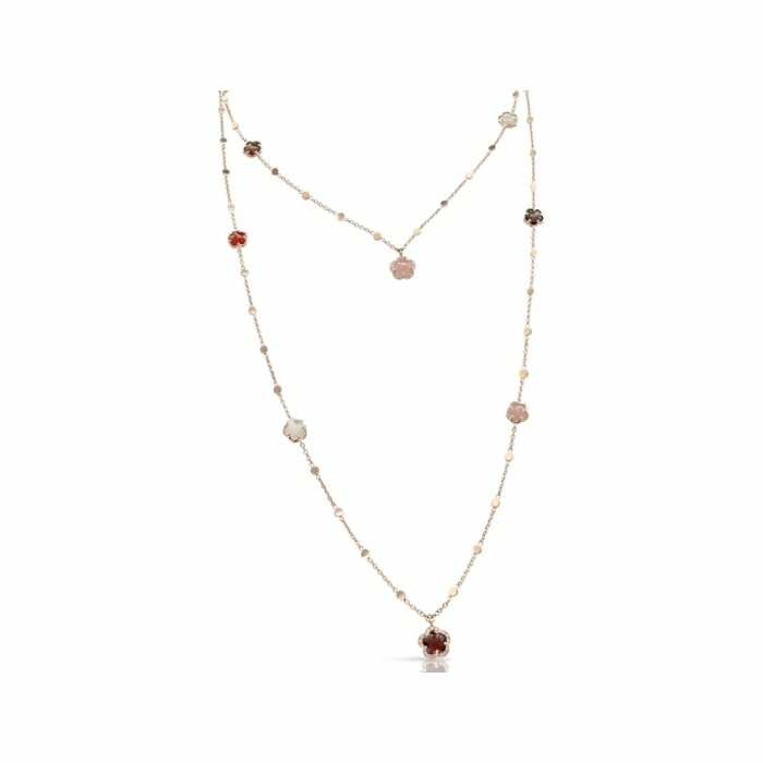 Pasquale Bruni Figlia Dei Fiori necklace, rose gold, grenats, chalcedony and white moonstone