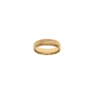 Bague striée en acier doré, taille 60