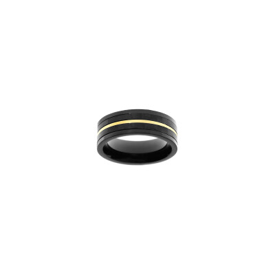 Bague en acier, PVD et carbone, taille 64