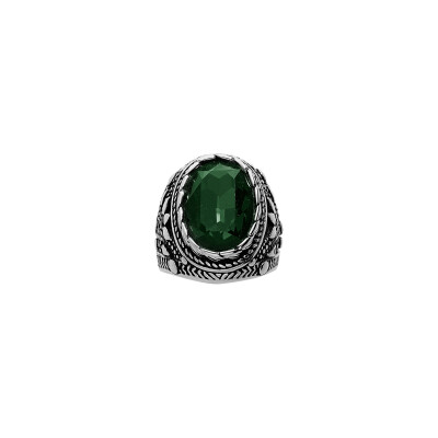 Bague en acier et oxyde de zirconium, taille 64