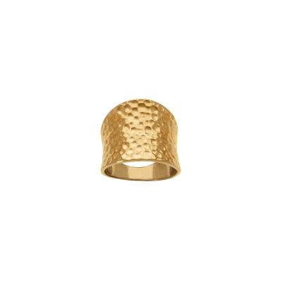 Bague large martelée en acier doré, taille 58