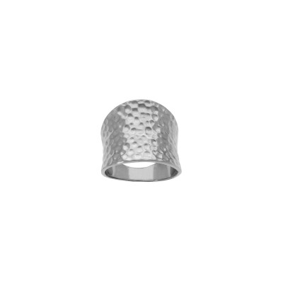 Bague large martelée en acier, taille 60