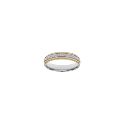 Bague en acier et PVD doré, taille 62