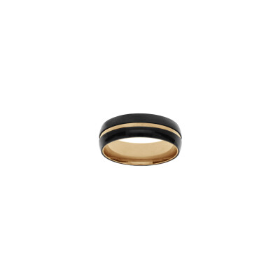 Bague en acier et PVD noir, taille 66