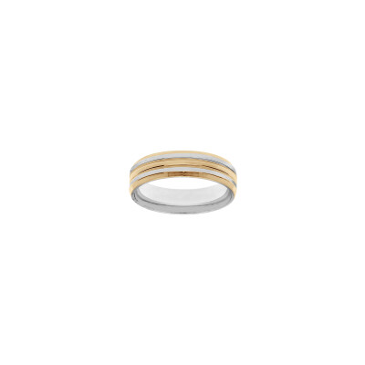 Bague en acier et PVD doré, taille 64