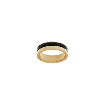 Bague en acier doré et PVD noir, taille 62