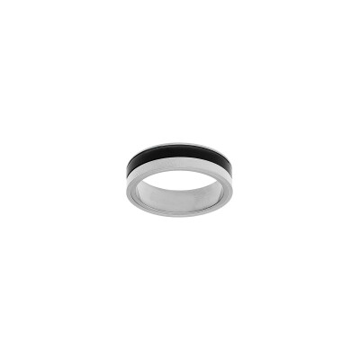 Bague en acier et PVD noir, taille 68