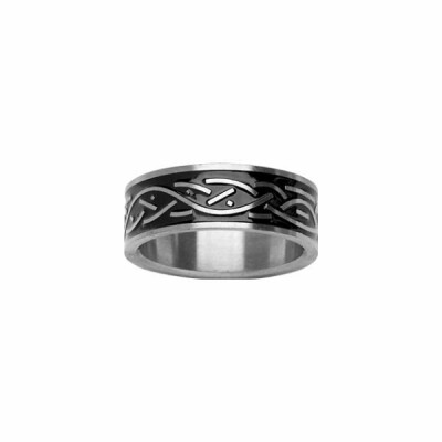 Alliance en acier gravure tresse noire