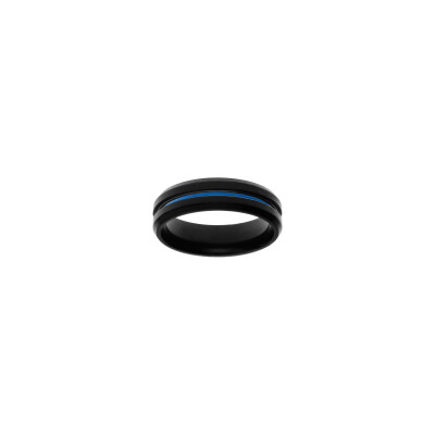 Bague en acier et PVD noir, taille 62