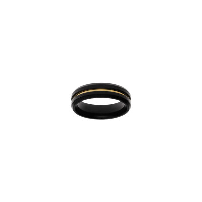 Bague en acier et PVD noir, taille 62