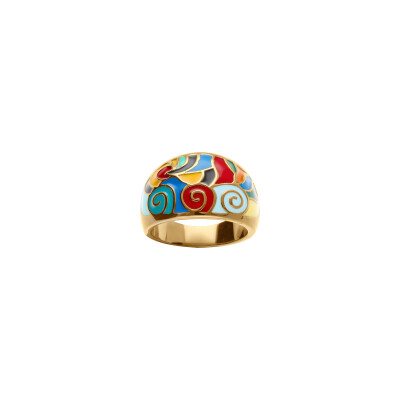 Bague en acier doré et résine, taille 54