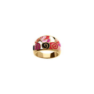 Bague en acier doré et résine rouge, taille 54
