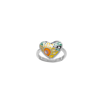 Bague forme cœur en acier et résine, taille 54