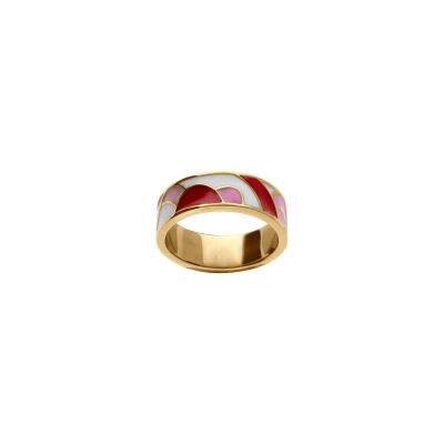 Bague en acier doré et résine, taille 57
