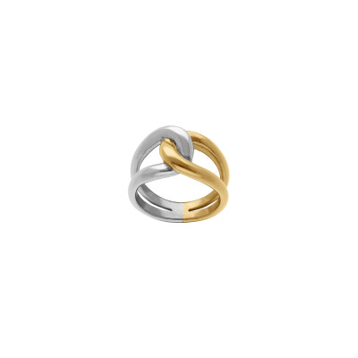 Bague entrelacée en acier et acier doré
