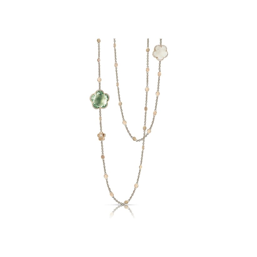 Pasquale Bruni Bon Ton necklace in rose gold, prasiolite, quartz and diamonds
