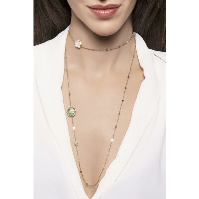 Collier Pasquale Bruni Bon Ton en or rose, prasiolite, quartz et diamants