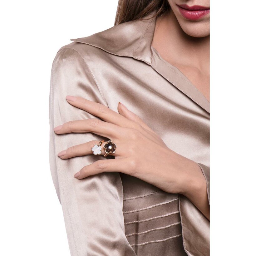 Pasquale Bruni Bon Ton ring in rose gold, diamonds, quartz and smoky quartz