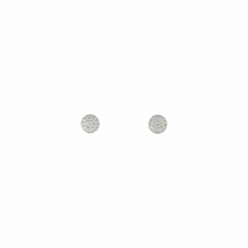 Mini Round earrings, in white gold and diamonds