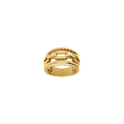 Bague 3 rangs en acier doré, taille 58