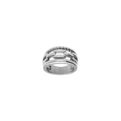 Bague 3 rangs en acier, taille 56
