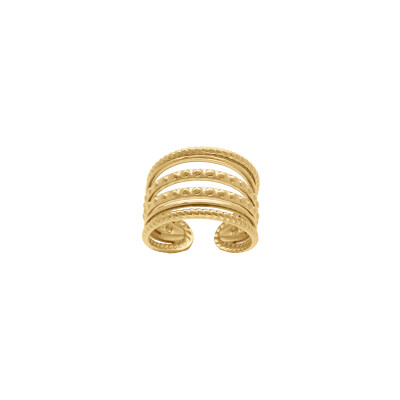 Bague multin rangs en acier doré
