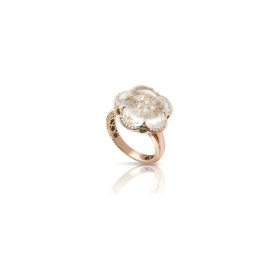 Bague Pasquale Bruni Bon Ton en or rose, cristal de roche, diamants blancs et champagne