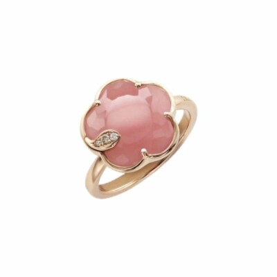 Bague Pasquale Bruni Petit Joli' en or rose, calcédoine rose et diamants blancs