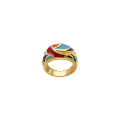 Bague en acier doré et résine