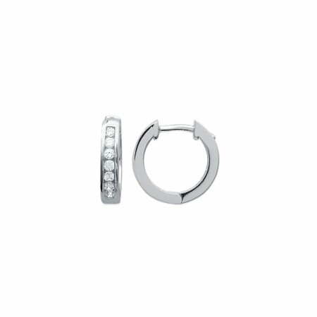 Boucles d'oreilles créoles en argent rhodié et oxydes de zirconium