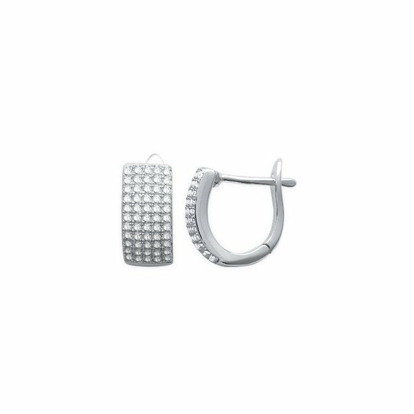 Boucles d'oreilles créoles en argent rhodié et oxydes de zirconium