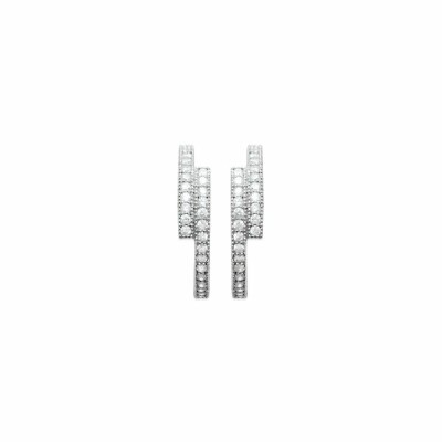 Boucles d'oreilles créoles en argent rhodié et oxydes de zirconium