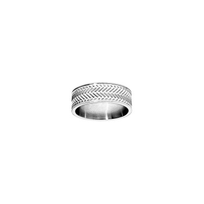 Bague motif epis en acier, taille 64