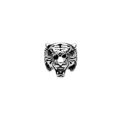 Bague tête de tigre en acier
