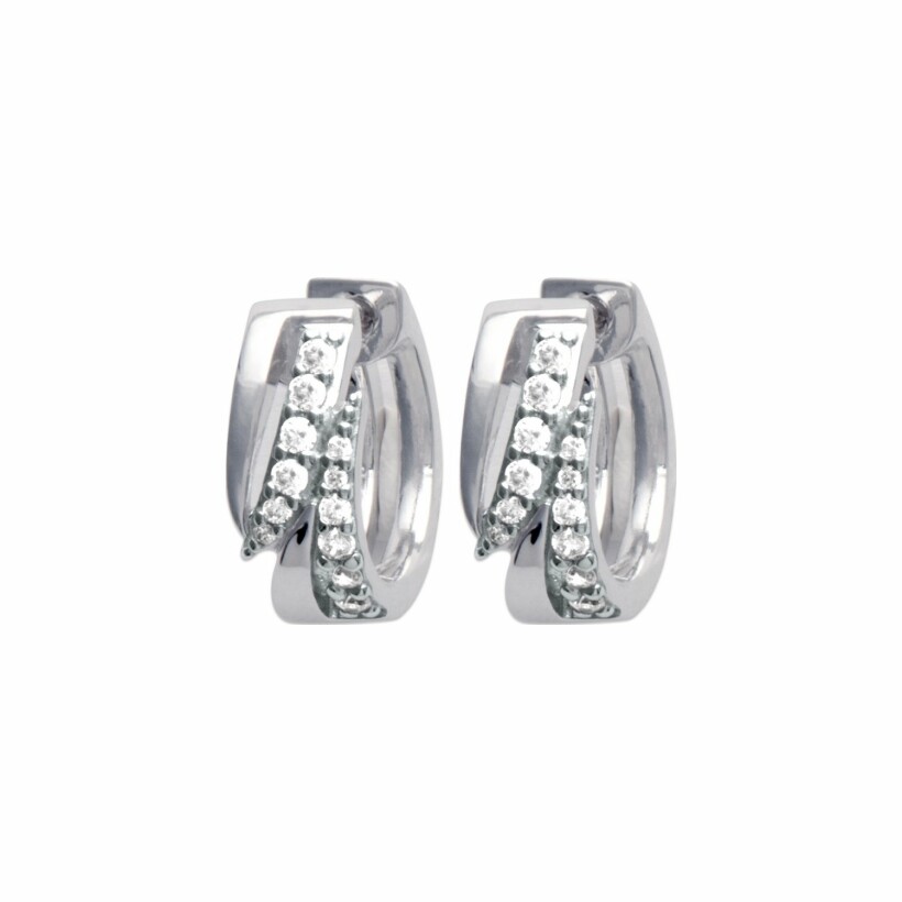 Boucles d'oreilles créoles en argent rhodié et oxydes de zirconium