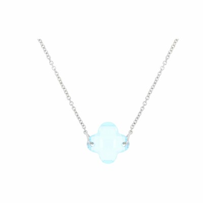 Collier en or blanc et topaze bleue, longueur 42cm