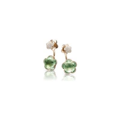 Boucles d'oreilles Pasquale Bruni Bon Ton en or rose, prasiolite et diamants