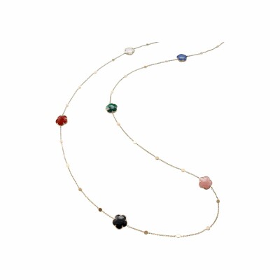 Sautoir Pasquale Bruni Petit Joli en or rose, agate blanche, onyx, doublet agate blanche, lapis-lazuli, agate verte, calcédoine rose, cornaline rouge et diamants