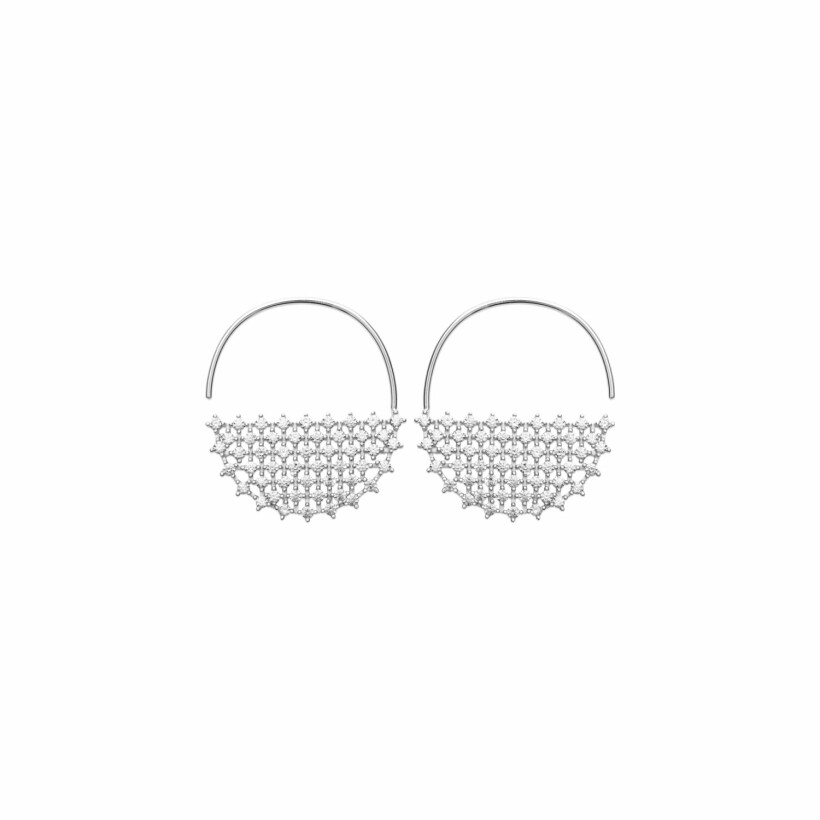 Boucles d'oreilles créoles en argent rhodié et oxydes de zirconium