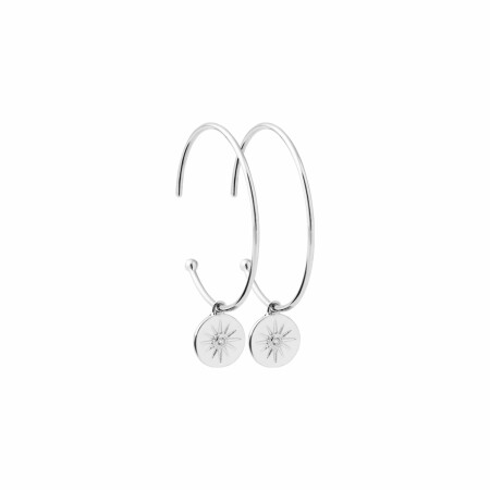 Boucles d'oreilles en argent rhodié et oxydes de zirconium