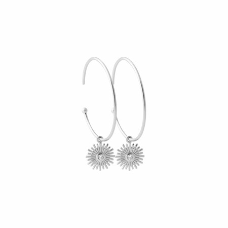 Boucles d'oreilles en argent rhodié et oxydes de zirconium